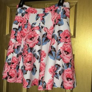 INC Floral Pink/Blue Print Scuba Skirt